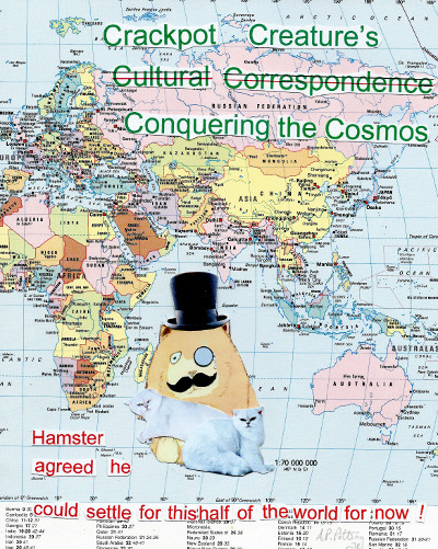 Hamster takes the World. Original Collage Approx A4 in recycled frame. £10